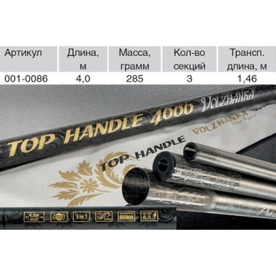 Ручка штекерная к подсачеку Волжанка "Волжанка Pro Sport Top Handle" 4 м (3 секции)
